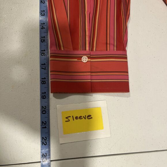 Eddie Bauer Women's Pink Striped Button Up L Wrinkle Resistant Preppy Colorful - Picture 8 of 11